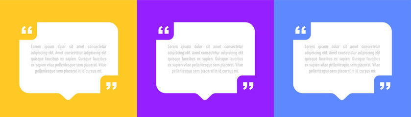 Bubble testimonial banner, quote, infographic. Social media post template designs for quotes. Empty speech bubbles, quote bubbles and text box. Vector illustration