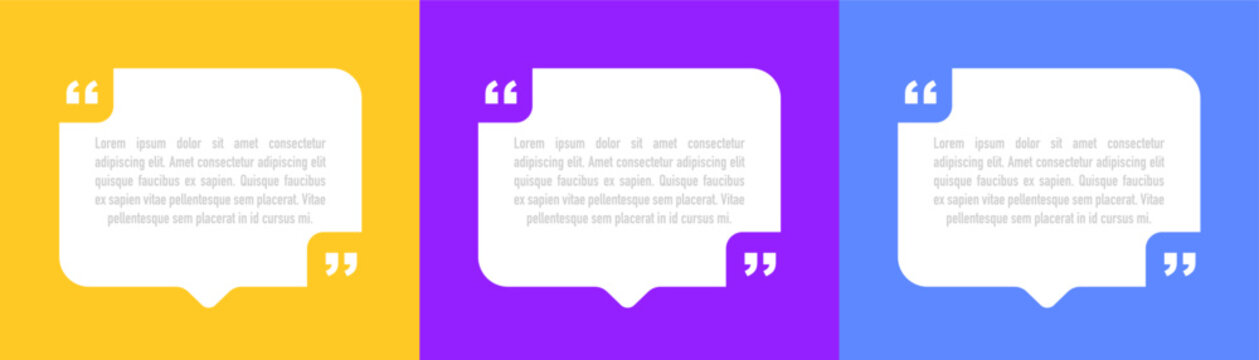 Bubble testimonial banner, quote, infographic. Social media post template designs for quotes. Empty speech bubbles, quote bubbles and text box. Vector illustration