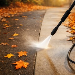 Autumn Driveway Cleaning with Pressure Washing