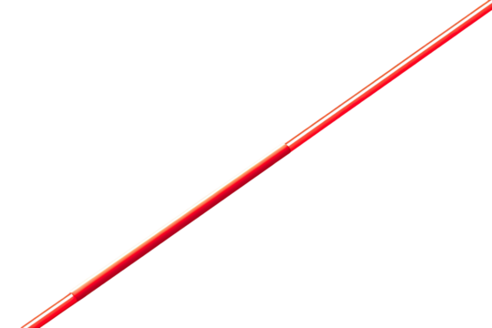 A diagonal, vibrant, thick red line on a stark black background. The line has a subtle inner glow