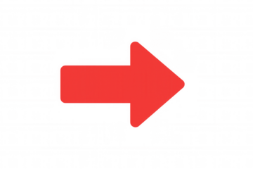 Red arrow on a clear background, pointing to the right and symbolizing direction, advancement, and moving forward