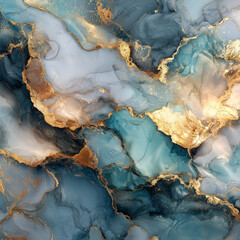 Luxury marble texture background white, blue and gold. Natural stone color material pattern Generative AI