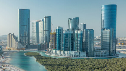 Buildings on Al Reem island in Abu Dhabi timelapse from above. © HyperlapsePro