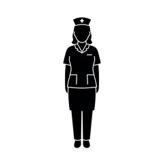 Female Nurse Silhouette Standing Professionally.