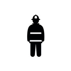 Simple black firefighter vector graphic illustration.