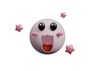 3D Emoticons. Smile, positive emotions, emoji. Mood and facial expression. Delight, love, surprise, admiration, joy and laughter, happy and smiling expression. Different facial emoticons. 3d render