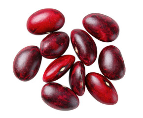 Close-up image of a pile of vibrant red kidney beans with a black background