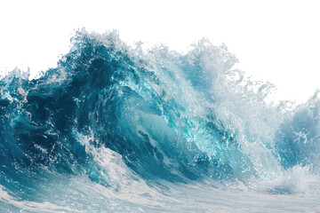 Fototapeta premium A transparent, cresting ocean wave, showcasing blue hues and white foam against a black background