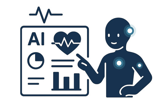 Futuristic ai technology interface with human silhouette displaying data visualization