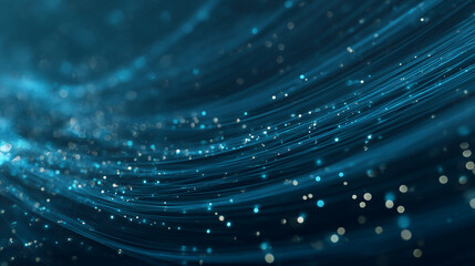 Blue light waves and speckled patterns reminiscent of network structures like IT or the internet