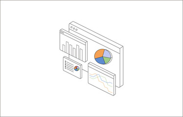 Business Data Analytics Dashboard Isometric Vector Illustration