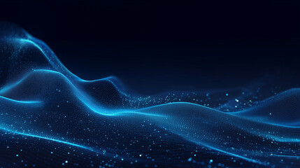 Blue light waves and speckled patterns reminiscent of network structures like IT or the internet