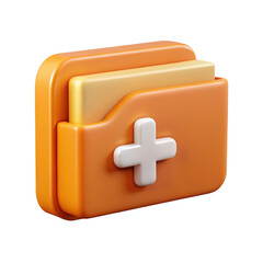 Obraz premium Medical folder document file with add cross sign and multiple folders 3D icon