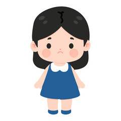 Cartoon Illustration of a Sad Girl