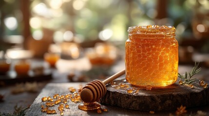 Honey harvesting process natural setting food photography rustic atmosphere close-up view sweet delights for culinary enthusiasts