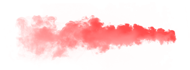 Red billowing smoke plume effect transparent PNG, isolated background cutout