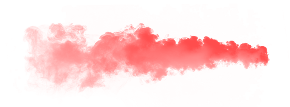 Red billowing smoke plume effect transparent PNG, isolated background cutout