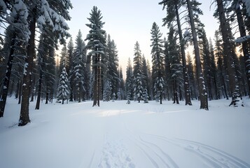 Fototapeta premium winter forest in the morning