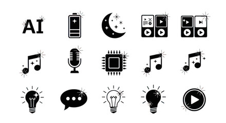 Collection of abstract geometric shapes and lines isolated on transparent background