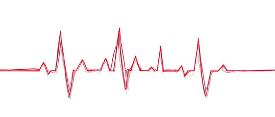 A red pulse line against a black background, symbolizing life and rhythm. It?s a visual representation of heartbeat