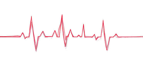 A red pulse line against a black background, symbolizing life and rhythm. It?s a visual representation of heartbeat
