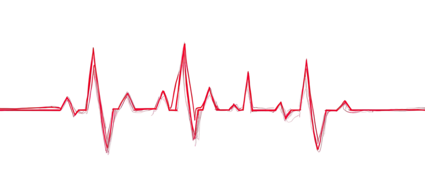 A red pulse line against a black background, symbolizing life and rhythm. It?s a visual representation of heartbeat