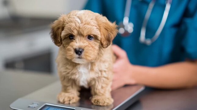 Cute puppy at veterinary clinic