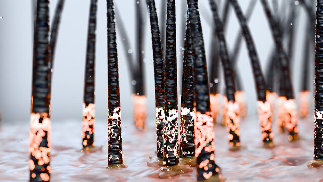 Treatment against Dandruff, Serum nourish, Dermatitis occur, hair care. Anti-dandruff, shampoo removes dandruff on hair and scalp, restoring damaged hair and skin, Medical beauty concept, 3d render