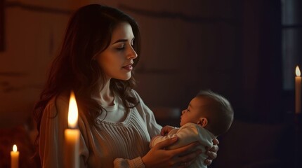 A Moment of Tenderness: Mother and Baby in Soft Light