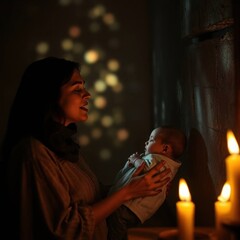 A Moment of Tenderness: Mother and Baby in Soft Light