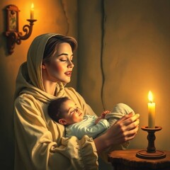 A Moment of Tenderness: Mother and Baby in Soft Light