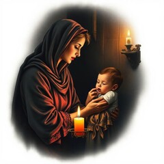 A Moment of Tenderness: Mother and Baby in Soft Light