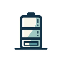 A modern battery icon representing energy storage technology on a minimalist background