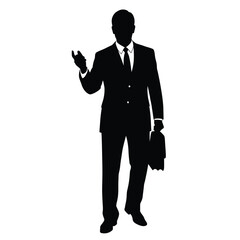 Obraz premium Businessman silhouette with briefcase suit
