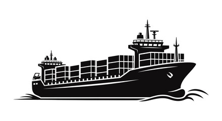 Obraz premium Cargo ship with containers on water container ship