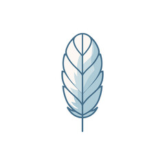 A stylized blue and white feather illustration showcasing intricate details and smooth curves