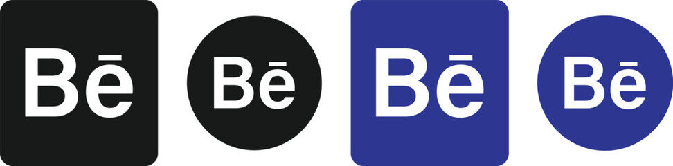 Behance Logo Icon Collection, vector flat of social media behance logo,Isolated set of social network Behance logo icons vector
