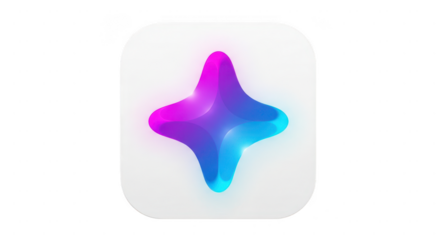 Abstract glowing iridescent star shape with vibrant gradient isolated on transparent background