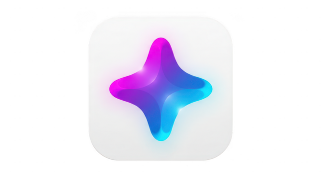 Abstract glowing iridescent star shape with vibrant gradient isolated on transparent background