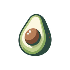 A vibrant illustration of a halved avocado showcasing its creamy texture and brown pit against a clean background