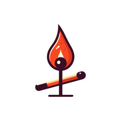 A vibrant illustration of a lit matchstick with a flame, symbolizing ignition and warmth