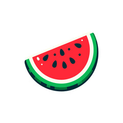 A vibrant slice of watermelon showcasing its juicy red flesh and black seeds, perfect for summer