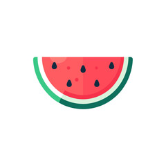 A vibrant slice of watermelon showcasing its juicy red flesh and black seeds against a clean background