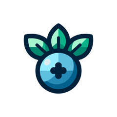 A vibrant, stylized blueberry with green leaves, symbolizing freshness and health, suitable for food-related content