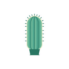 A vibrant, stylized cactus in a simple pot against a plain background, showcasing modern decor