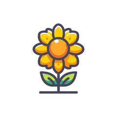 A vibrant yellow flower with a round center and green leaves, symbolizing nature's beauty