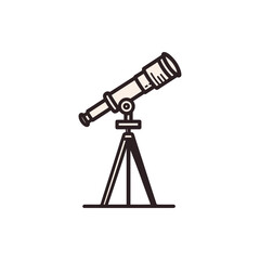 A vintage telescope on a sturdy tripod, aimed at the night sky with stars in the background