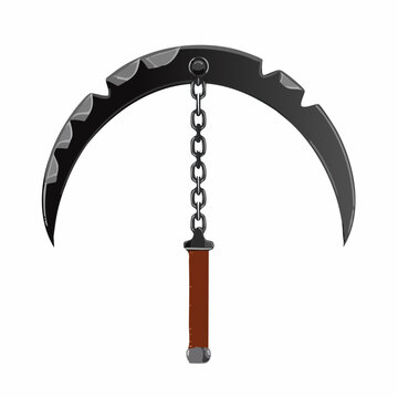 Kusarigama weapon with transparent background