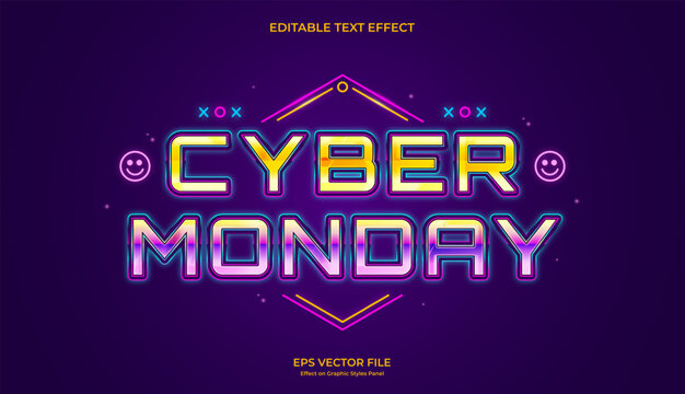 decorative colorful cyber monday editable text effect design