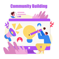 Creative Community Building Concept Vector Illustration